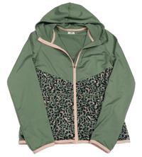 Khaki sportovní propínací mikina s leopardím vzorem a kapucí H&M