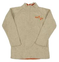 Béžový melírovaný vlněný svetr s výšivkou Rocha John Rocha