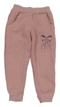 Starorůžové tepláky s mašlí a baletními piškoty