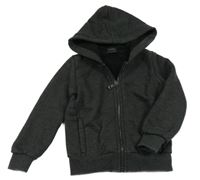 Antracitová melírovaná propínací mikina s kapucí