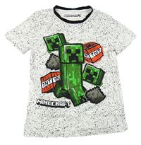 Bílé skvrnité tričko s Minecraft