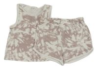 2set - Bílo-fialový batikovaný froté top + kraťasy H&M