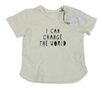 Nové - Smetanové tričko s nápisem Tu