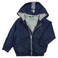 Tmavomodrá šusťáková jarní bunda s kapucí Benetton