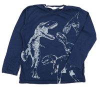 Tmavomodré triko s dinosaury