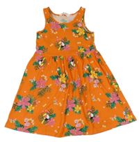 Oranžové květované bavlněné šaty s tukany H&M