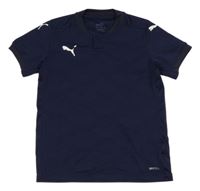 Tmavomodré vzorované sportovní funkční tričko s logem Puma