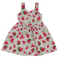 Bílo-růžové žebrované šaty s melouny Nutmeg