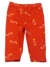 Červené vzorované UV kalhoty s papoušky zn. M&S