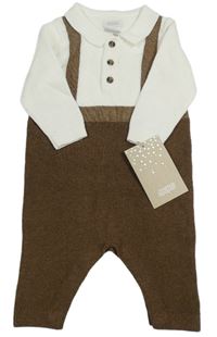 Hnědo-bílý pletený overal s knoflíky Mamas&Papas