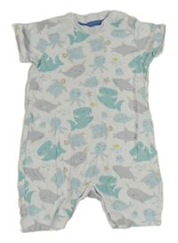 Bílý kraťasový overal s podmořským světem Mothercare