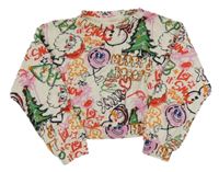 Smetanovo-barevná crop lehká mikina s grafitty Next