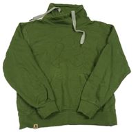 Zelená mikina s výšivkou a komínovým límcem 