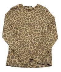 Béžové leopardí žebrované triko George