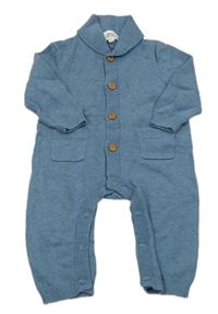 Modrý pletený overal s límečkem 