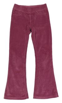 Růžové žebrované sametové flare tregíny Kiki&Koko