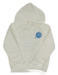 Bílá mikina se smajlíkem a kapucí 