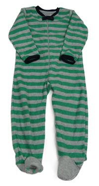 Zeleno-šedý pruhovaný fleecový overal Primark
