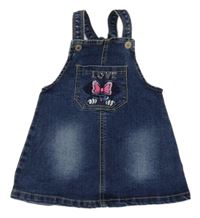 Tmavomodré laclové riflové šaty s kapsou 