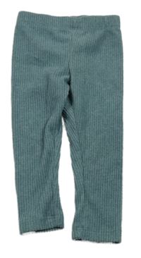 Modré žebrované sametové legíny 