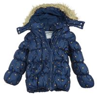 Tmavomodrá puntíkatá šusťáková zateplená bunda s kapucí Cherokee