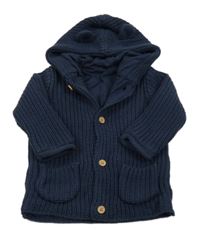 Tmavomodrý podšitý propínací svetr s kapucí George