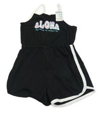 Nové - černý kraťasový overal s bílým lemem a nápisem Primark