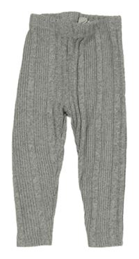 Šedé žebrované pletené legíny shein