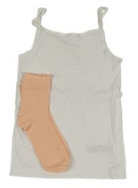 2 set - bílá košilka + meruňkové ponožky