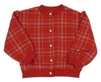 Červená kostkovaná propínací mikina H&M