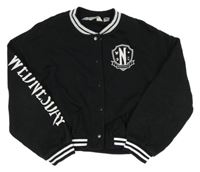 Černá crop propínací mikina s Wednesday H&M