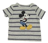 Šedo-modré pruhované tričko s Mickeym C&A