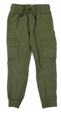 Khaki plátěné cuff kalhoty s kapsami Denim Co.