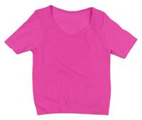 Neonově růžové žebrované sportovní crop tričko St. Bernard