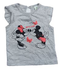 Šedé melírované tričko s Minnie a Mickeym Disney