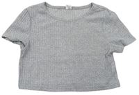 Šedé melírované žebrované úpletové crop tričko Shein