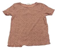 Starorůžovo-černé puntíkaté žebrované tričko H&M