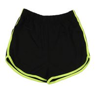 Černo-neonově žluté sportovní kraťasy Shein