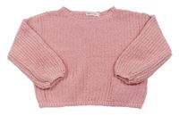 Růžový žinylkový svetr H&M