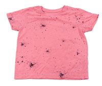 Neonově růžové tričko s fleky Primark