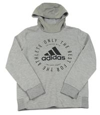 Šedá mikina s logem a kapucí Adidas
