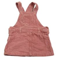 Růžové manšestrové laclové šaty se srdcem 