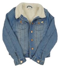 Modrá riflová zateplená bunda s jednorožcem H&M