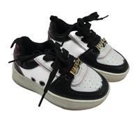 Bílo-černo-růžové botasky s nápisy vel. 22 