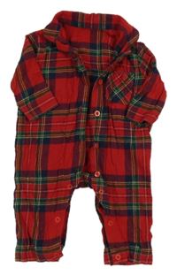 Červeno-tmavomodro-zelený kostkovaný overal Matalan