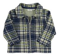 Tmavomodro-zeleno-smetanová kostkovaná košilová bunda River Island