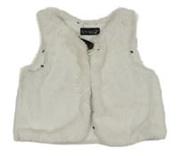 Bílá kožešinová podšitá vesta