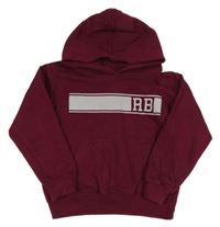 Vínová mikina s pruhem a písmeny a kapucí 
