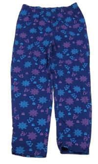 Tmavomodro-fialové květované crop legíny s motýlky bpc