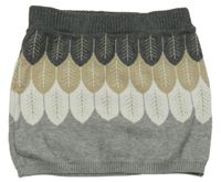 Šedo-bílo-béžová úpletová sukně s listy H&M